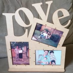 Porta retrato love para 3 fotos