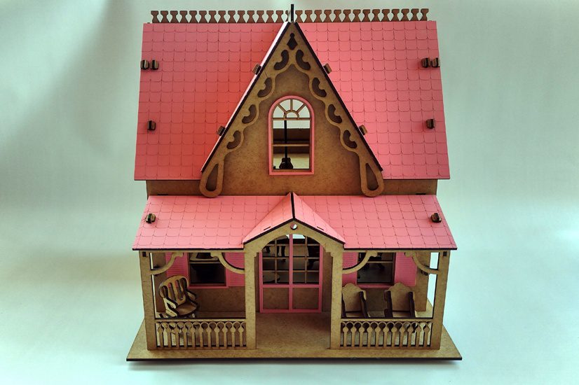 Casinha De Boneca Modelo Americana Mdf Pintada Com 30 Moveis