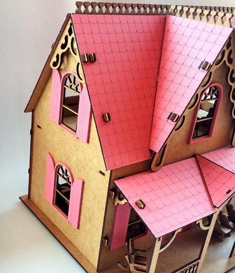 Casinha De Boneca Modelo Americana Mdf Pintada Com 30 Moveis